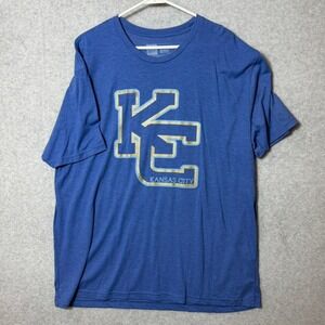 Authentic Brand Kansas‎ City KC Graphic T-Shirt Mens XL Blue Heathered Tee